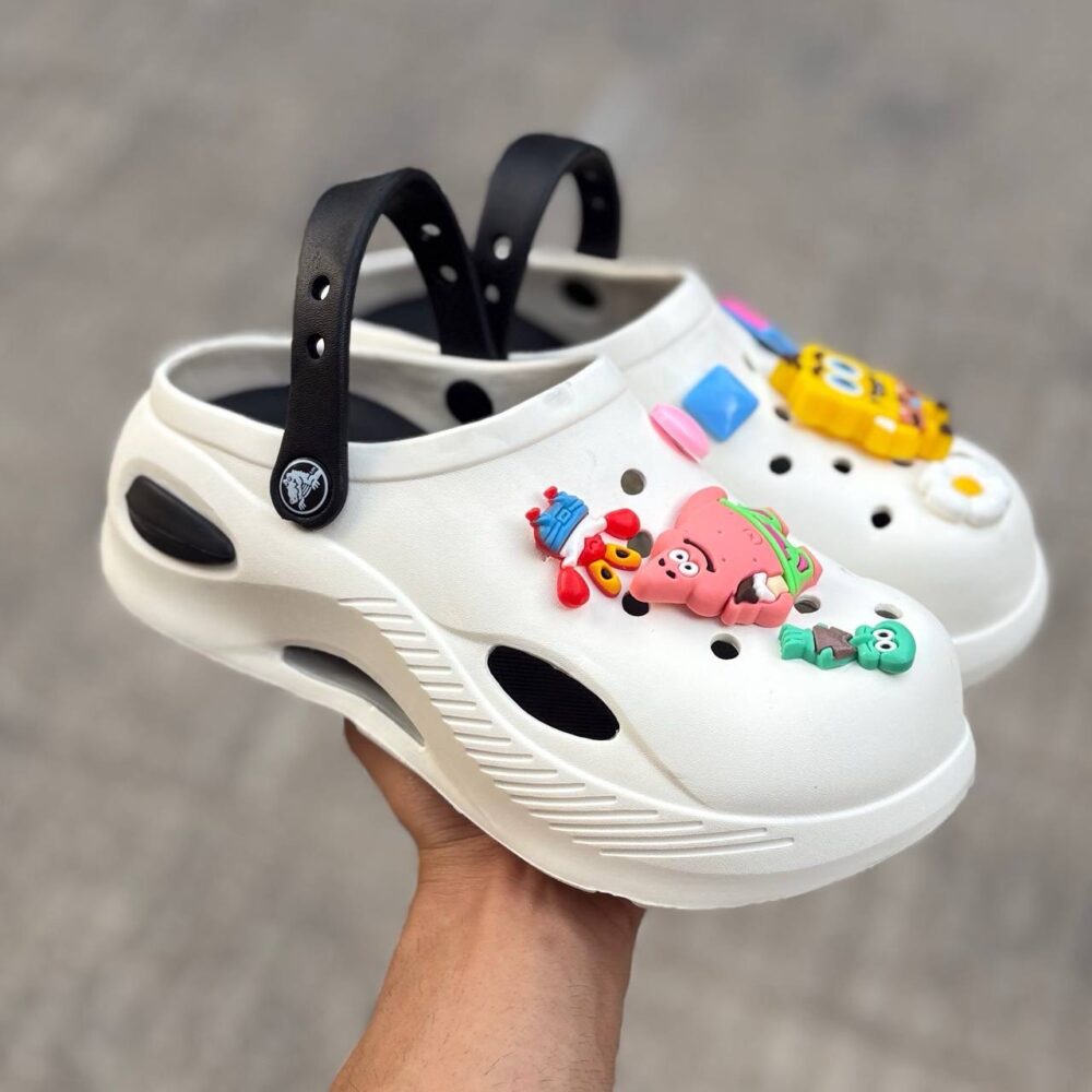 کراکس باب اسفنجی سفید مشکی  (1213)